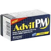 Advil PM Pain Reliever/Nighttime Sleep-Aid, Coated Caplets , 80 Coated Caplets (Pack of 2)