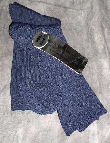 Ellen Tracy Women's Luxury Modal Crew Socks 2 Pair - Size: 9-11 Navy Ribbed/Solid