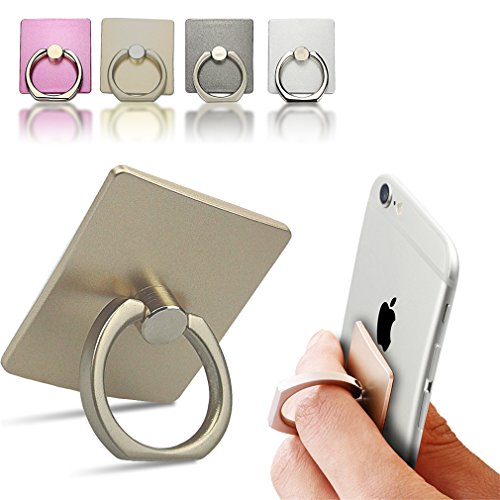 Phifo Fashion Simple Metal Universal 360 Degree Swivel Creative Ring Buckle Bracket Mobile Phone Ring Stent For All Cell Phones and Small Screen Tablets (Gold)