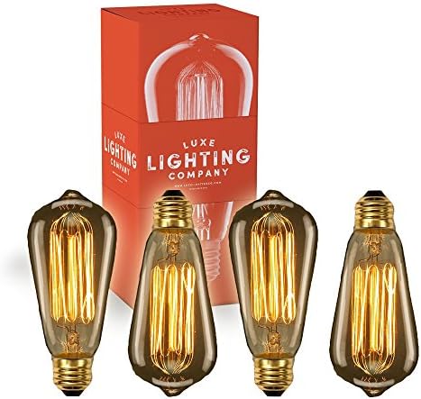 Vintage Thomas Edison Incandescent Light Bulb - Dimmable 60 Watt 120V Squirrel Cage Filament Bulbs - Teardrop ST58 - E26 Medium Base - 4 Pack