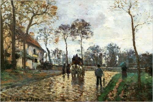 Art Print, The Stagecoach by Camille Pissaro, Final Size: 40 in X 26.75 in