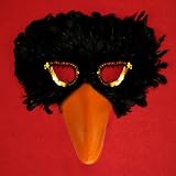New Black Feather Bird Mask with yellow beak Crow costume