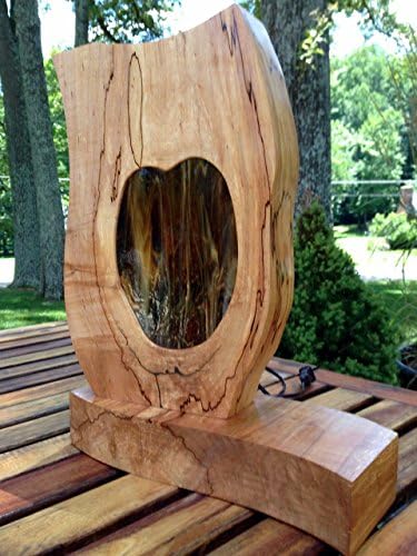 Spalted Maple Sculpted Table Lamp | Accent Lamp | Wood Lamp | Abtract Stained Glass Lamp