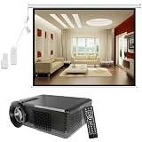 Pyle Video Projector and Screen Package - PRJLE33 Portable LED Projector for Gaming TV Shows Movies and Sports at Up To 100 Inches / Supports HD Input - PRJSER1410 100'' (60''Hx80''W) Motorized w/Wireless Remote Projector Standard Format (4:3) Screen - For Home, School, Office, Business, Meetings and Presentations etc.