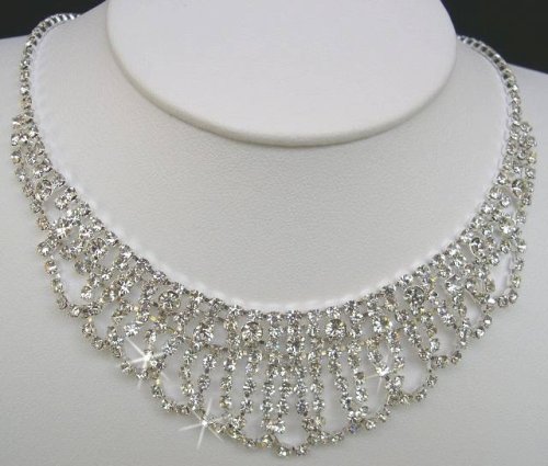 Crystal Necklace Set for Bridal Wedding Prom Pageant N1Y97 Crystal Necklace Set for Bridal Wedding Prom Pageant N1Y97