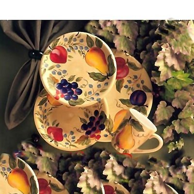 16PC DINNERWARE SET CORNUCOPIA GRAPE TUSCANY DECOR
