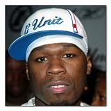 50 Cent Color Box Canvas Print Gallery Wrapped - 12x12 Inches (Wearing G Unit Cap)