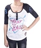 AFFLICTION Too Fast 3/4 Henley Raglan Womens Shirt White Size XS