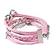 HITOP Jewelry Mens Womens Leather Bracelet, Vintage Heart Wing Cross Charm Bangle, Pink