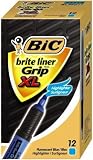 BIC Brite Liner Grip XL Highlighter, Blue (12 Highlighters)
