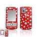 Red with Silver Stars Case Cover for Brand LG CU720 CU-720 Shine Protective Cell Phone Hard SNAP-ON
