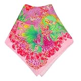 Versace Hawaiian Girls & Nature Pink Printed Silk Square Scarf