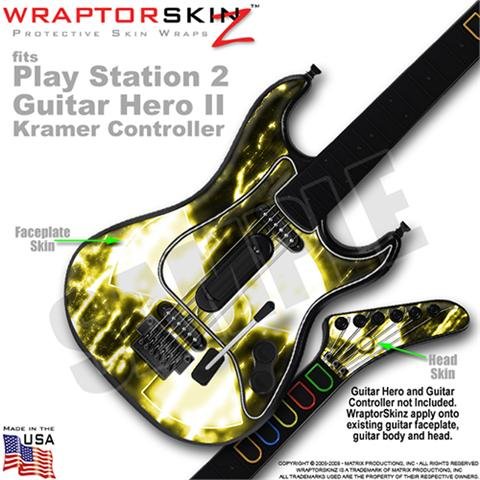 Radioactive Yellow Skin by WraptorSkinz TM fits PS2 Guitar Hero II ( 2 ) Kramer Guitar Controllers (GUITAR NOT INCLUDED)