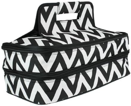 Glamorous Fashion Bag Luggage 8019 Chevron Casserole Cooler Bag Black - Swt15