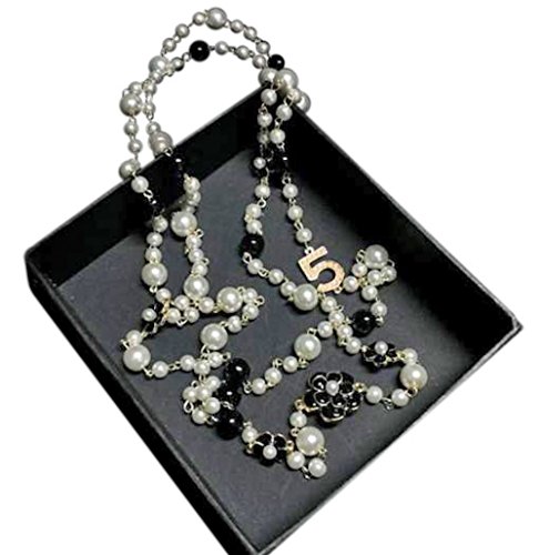 Fashion Jewelry MISASHA bridal and chic black pearl strand necklace