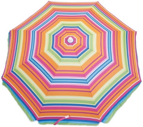 Rio Beach Deluxe Sunshade Umbrella with Valance Tropicana Stripe