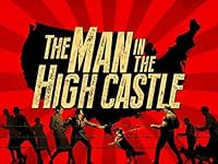 A man with a dog threatens a man and a woman in front of a map of the United States