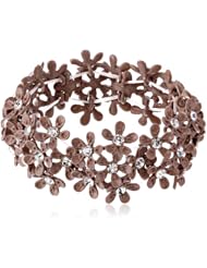 Floral Faceted Glass Crystal Accents Stretch Bracelet, 7.5"
