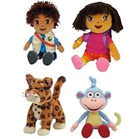 Ty Beanie Babies - Set of 4 Beanies (Dora, Diego, Boots and Baby Jaguar)