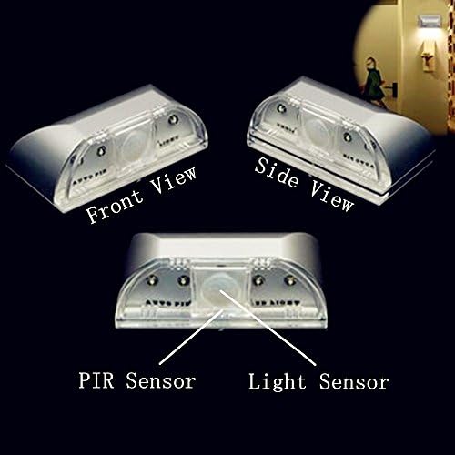 Tesoar® [New Arrials] 4 LED Light PIR Auto Keyhole Sensor Motion Detector Wireless Sliver