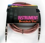 Pro Guitar Lead 10' (3m) Red Braided Noiseless - 1/4 (6.35mm) Straight Jack to Straight Jack