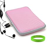 Samsung Galaxy Tab 7.0 Inch Case Pink Made of Durable Double Woven Nylon for the Newest Samsung Galaxy Tab 7.0 Plus 16 GB Tablet (SPH-P100, SCH-I800, GT-P1010/W16, SGH-T849, SCH-I987, GT-P6210) + Compatible Samsung Galaxy Tab 7.0 Earbud Earphones with Microphone + Vangoddy tm, Live * Laugh * Love Wrist Band!!!
