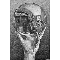 M.C. Escher (Hand with Reflecting Sphere, Self-Portrait in Spherical Mirror) Art Poster Print - 24x32