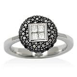 Black Diamond Ring With Princess Cut Diamonds In The Center