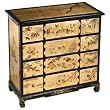 Handmade Asian Furniture - 30" Black & Gold Lacquer Buffet / Storage Cabinet / Dresser Floral Motif