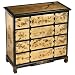 EXP Handmade Furniture - 30" Black & Gold Lacquer Buffet / Storage Cabinet / Dresser Floral Motif