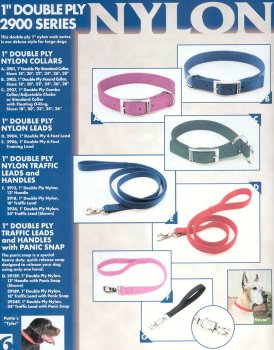 Double Ply Nylon Leashes 1 in. x 6 feet - Black