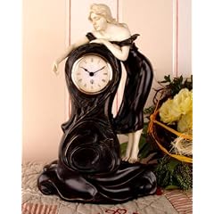 FIG�RLICHE KAMINUHR IM JUGENDSTIL FRAUENFIGUR NYMPHE