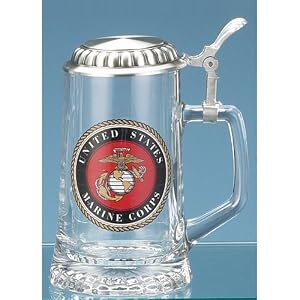 US Marine Corps Removable Lid 13oz Glass Stein