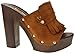 Nature Breeze Maroon 03 High Heel Fringe Studded Open Toe Clogs Tan