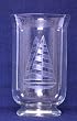 Individually Hand Etched Sail Boat Glass Candle Shade 11.5"h