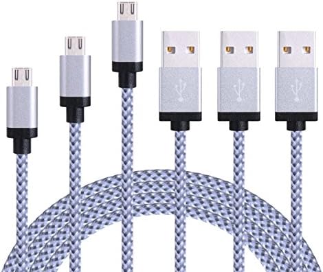 Winage 3Pack Extra Long Nylon Braided Micro USB Cable &amp; Data Sync Cord for Android, Samsung, HTC, Motorola, Blackberry Smartphones,Tablets ( 3FT, 6FT, 10FT, White )