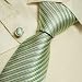 Green striped mens dress ties fathers day gifts handmade silk necktie cuff links set 5103