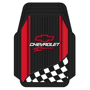 Plastcolor-1350R01-Chevy-Racing-with-Flag-Trim-To-Fit-Molded-Front-Floor-Mats-Set-of-2