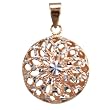 Diamond Cut Spheroid Medallion 18k Gold White & Rose Pendant - Dahlia Classic Collection