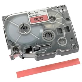 Brother 3/8 Inch x 26.2 Feet Black on Red for P-Touch (TZ421)