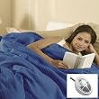 Sunbeam King Box Pattern Premium Heated Electric Warming Heating Blanket, Denim Blue