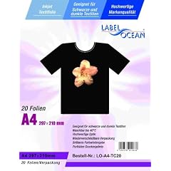20 Blatt DIN A4 Textilfolie - T-shirt Folie f�r schwarze und dunkle Textilien