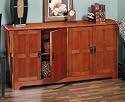 Craftsman Lowboy Sideboard Buffet Table Wood Doors Four door 60"w Dark Oak