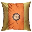 Decorative Silky Rust Orange & Olive Green Cushion Cover / Pillow Sham - Golden Sunflower Design