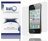 Halo Screen Protector Film Clear (Invisible) for iPhone 4G 4S 4 (3 Pack + 3 Bonus Back Films)