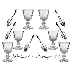 6x Absinth Glas "Perigord" + 6x Absinth L�ffel "Losanges 41" Absinthe, Spoon, Glass