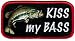 Kiss My Bass Embroidered Patch Largemouth Bass Fishing Iron-On Novelty Joke Gift