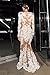 White Long Sleeve Deep V-Neck Floral Lace Mesh Sexy Night Ball Gown Maxi Dress