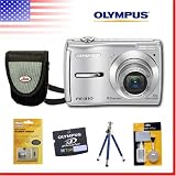 cheap Olympus FE-310 compact digital camera featuring 8 megapixels and 5x optical zoom. Also includes Digital Camera Case, Screen Protectors, 1GB XD Memory Card, Compact Pocket Tripod, 3-in-1 Deluxe Cleaning Kit, USB Cable, Audio/Video Cable, Manual, Wrist Strap, AA Batteries (2), OLYMPUS MasterTM 2 Software CD-ROM, Warranty Card.