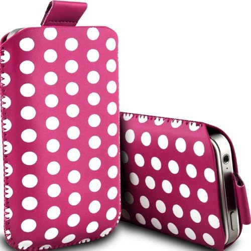( Hot Pink ) Sony Xperia Z2a Protective Stylish Fitted Faux Leather Polka Dot Pull tab Pouch Skin Case Cover by ONX3